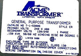 Acme Transformer T-1-53006 General Purpose Transformer 240 x 480V .150KVA