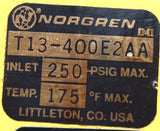 Norgren T13-400E2AA Manual Shut-Off Valve 3/4"NPT 250PSIG Max 175°F Max Temp.