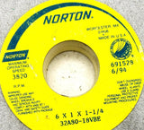 Norton 32A80-I8VBE Surface Grinding Wheel Size 6x1x1-1/4 3820RPM Max