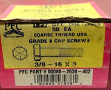 PFC 00080-2630-402 Grade 8 Cap Screws 50PCS 3/8" - 16 x 3 Zinc Yellow
