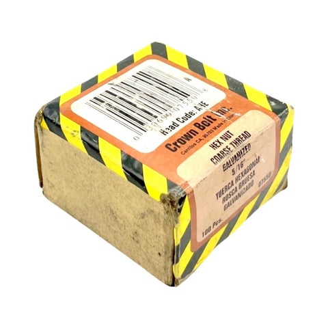 Crown Bolt 07550 Hex Nut 5/16" Coarse Thread Galvanized 100PCS