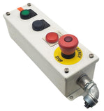 Hoffman E4PBG Pushbutton Enclosure Allen Bradley One E-Stop Two Pushbuttons