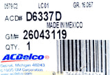 AC Delco D6337D Terminal Windshield Wiper Switch 26043119