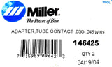 Miller 146425 Tube Contact Adapter 0.030-0.045 Wire (Lot of 2)
