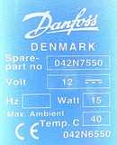 Danfoss 042N7550 Coil for Solenoid Valve 12VDC 15W AMP CONN Ambient Temp Max 40C