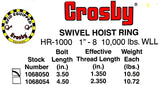 Crosby 7X1Q Swivel Hoist Ring 10000lbs 1"-8" HR-1000 F-3 1068050