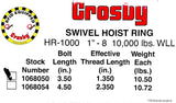 Crosby 7W2N Swivel Hoist Ring 10000lbs 1"-8" HR-1000 F-3 1068050