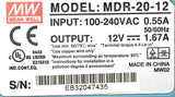 Mean Well MDR-20-12 Power Supply 100-240VAC 0.55A