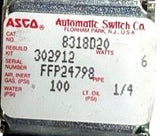 ASCO 8318D20 Solenoid Valve 100PSI (Water/Gas) 50/60HZ 6W 1/4"NPT