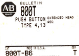 Allen-Bradley 800T-B6 Push Button Red Ser T Type 3 & 4 Extended Head (Lot of 3)