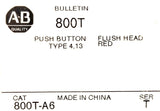 Allen-Bradley 800T-A6 Push Button Red Ser T Type 4 & 13 Flush Head