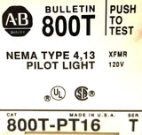 Allen-Bradley 800T-PT16 Pilot Light Type 4 &13 XFMR 120V 50-60Hz  (Lot of 3)