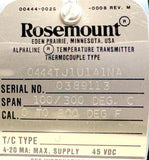 Rosemount 0444TJ1U1A1NA Temperature Transmitter 0-300C