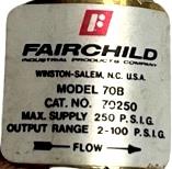 Fairchild 70250 Pneumatic Pressure Regulator 250PSIG Supply 2-100PSIG Output
