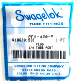Swagelok PFA-420-P Plug R1BG201931 1-4" Tube Port (Lot of 5)