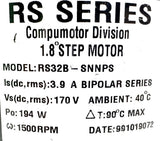 Parker RS32B-SNNPS Step Motor 3.9A 170V 1500RPM 194W