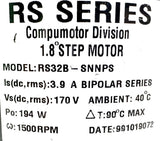 Parker RS32B-SNNPS Step Motor 3.9A 170V 1500RPM 194W