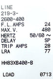 AIRPAX HH83XB400-B Circuit Breaker 3 Pole 480V 50/60Hz