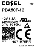 Cosel PBA/PBW50F Power Supply 12V 4.3A 50/60Hz