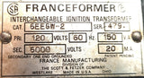 Franceformer 6EEGW-2-479 Interchangeable Ignition Transformer 60Hz 150VA 20MA