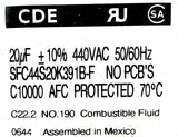 CDE SFC44S20K391B-F Capacitor 20UF +/-10% 440VAC 50/60Hz