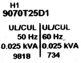 Square D 9070T25D1 Industrial Control Transformer 50/60Hz