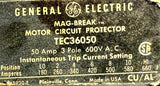 General Electric TEC36050 Circuit Breaker 50A 3Pole 600VAC