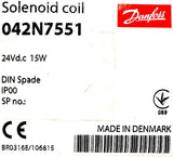 Danfoss 042N7551 Solenoid Coil 24VDC 15W