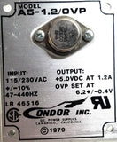 Condor A5-1.2/OVP Power Supply Input 115-230VAC 47-440Hz Output +5VDC at 1.2A