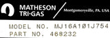 Matheson MJ16A101J754 Flowmeter