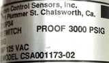 CCS 6710P34 Pressure Switch CSA001173-02 Incr. 60PsiG 1A 125VAC