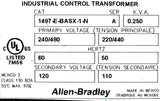 Allen-Bradley 1497-E-BASX-1-N Industrial Control Transformer 240/480V 60Hz