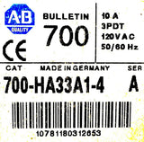 Allen-Bradley 700-HA33A1-4 Relay Ser A 10A 3PDT 120VAC 50/60Hz