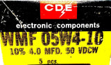 (Box of 5) CDE WMF 05W4-10 Capacitors 4.0MFD +/-10% 50VDCW