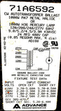 Advance Transformer 71A6592 Ballast 1000W 60Hz