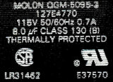 Molon QGM-5095-3 Gear Motor 115V 50/60Hz 0.7A 8.0uF