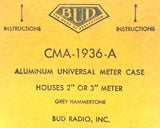 BUD CMA-1936-A Universal Meter Case Aluminum Houses 2" or 3" Meter