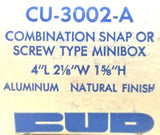 BUD CU-3002-A Combination Snap or Screw Type Minibox Aluminum 4"x2-1/2"x1-5/8"
