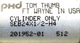 PHD Tom Thumb SEB24x1/2-H4 Pneumatic Air Cylinder Stainless Steel 1-1/8" Bore