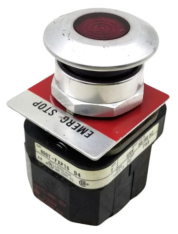 Allen-Bradley 800T-FXP16-D4 Push Button Red 120V 50-60Hz W/ Emergency Stop Plate
