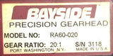 Bayside RA60-020 Precision Gearhead Gear Ratio 20:1