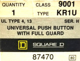 Square D 87470 Universal Push Button W/ Full Guard Class 9001 Ser H Type KR1U