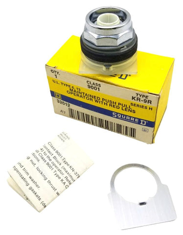 Square D 9001-KR9R Push Button Ser H 9001KR9R U.L. Type 6 , 13 Missing Red Lens