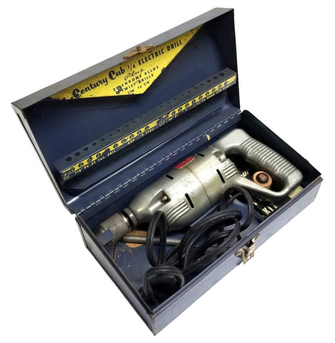 Fairchild F-247 Electric Drill 110-120V AC-DC 1100RPM 1.5A 1/4" Capacity W/ Case