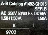 Allen-Bradley 1492-GH015 Circuit Breaker Ser B 250VAC 50-60Hz 1.50A (Lot of 4)