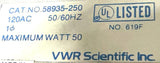 VWR Scientific 58935-250 Magnetic Stirrer 120AC 50-60Hz 50W Max 619F