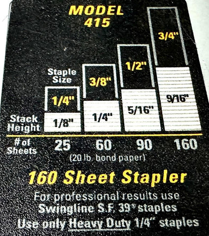 Swingline 39005 Heavy Duty Stapler Model 415 160-Sheet Capacity