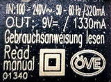 Egston N2EFSW Power Supply Alimentation In 100-240VAC 50-60Hz 320mA Output 9VDC