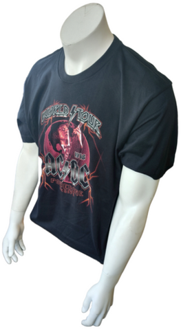 Anvil Men's AC/DC 1978 World Tour Powerage Europe Black Short Sleeve Shirt Large