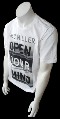 Tultex Men's Mac Miller Open Your Mind Graphic White Short Sleeve Shirt Size L